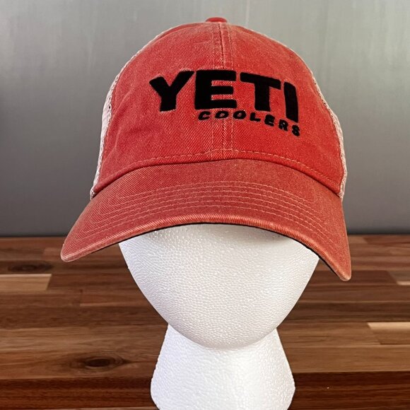 Yeti Coolers Snapback Trucker Hat One Size Fits Most Dad Hat Orange Red Mesh T t - Picture 2 of 10